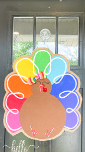 Large Thanksgiving Turkey Door Hanger -  Colorful