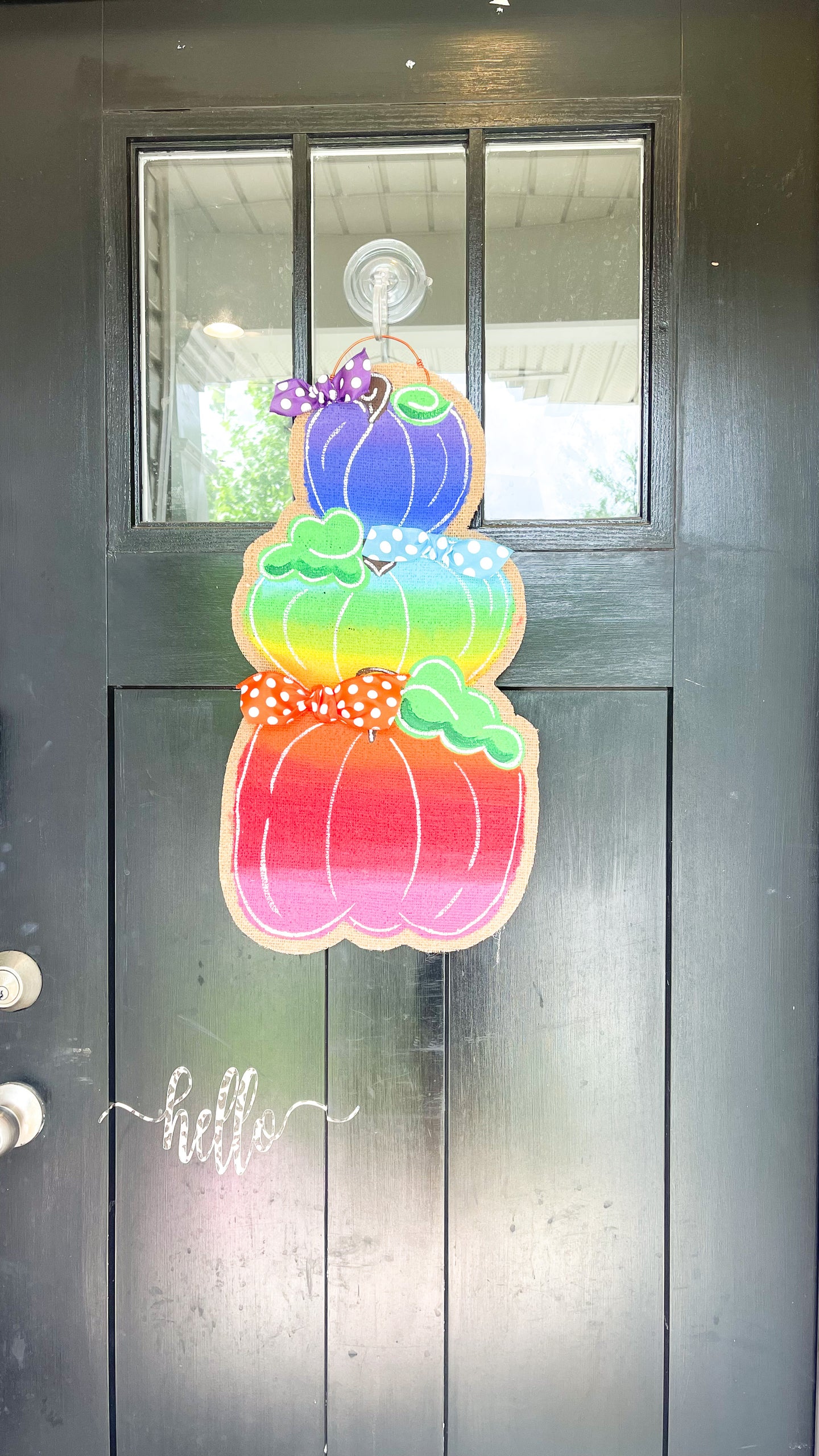 Pumpkin Stack Door Hanger in Rainbow