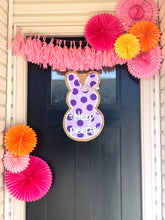Load image into Gallery viewer, Easter Bunny Burlap Door Hanger - PEEPS style (Purple)