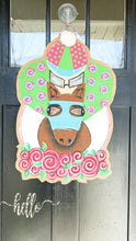 Load image into Gallery viewer, Derby Horse and Jockey Door Hanger in Turquoise
