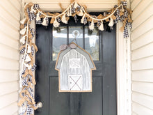 Load image into Gallery viewer, Farm Door Hanger - Little Gray Barn Burlap Door Hanger