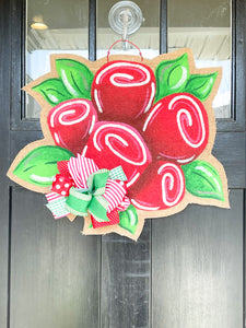 Derby Roses Burlap Door Hanger