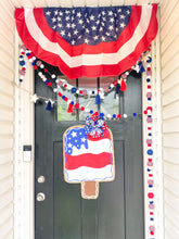Load image into Gallery viewer, Fourth of July Burlap Door Hanger - Red, White and Blue Popsicle