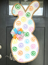 Load image into Gallery viewer, Easter Bunny Burlap Door Hanger - Large Whimsy Bunny