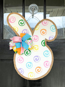 Easter Bunny Burlap Door Hanger - Small Whimsy Bunny DoorCandy