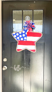 Fourth of July Star Burlap Door Hanger