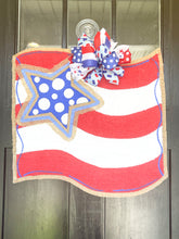 Load image into Gallery viewer, Fourth of July Burlap Door Hanger - American Flag