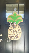 Load image into Gallery viewer, Burlap Pineapple Door Hanger in large Leopard
