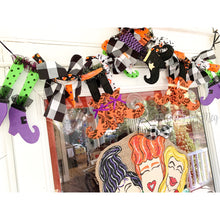Load image into Gallery viewer, Halloween Witch Leg Garland - Mixed Print with Buffalo Check