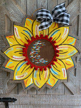 Load image into Gallery viewer, Burlap Sunflower Door Hanger - Yellow Fall Round Sunflower