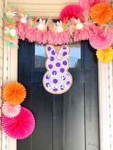 Load image into Gallery viewer, Easter Bunny Burlap Door Hanger - PEEPS style (Purple)