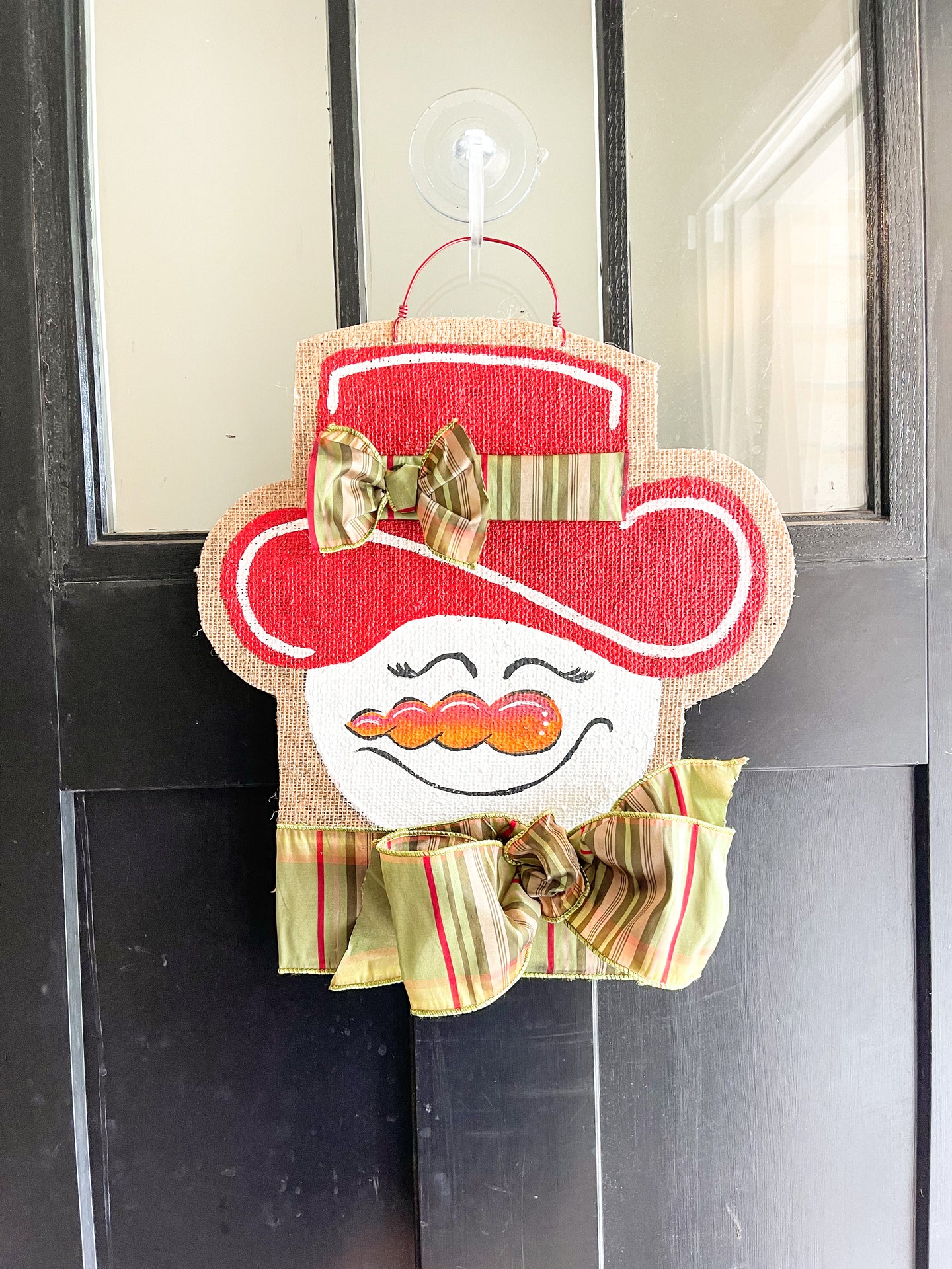 Small Jolly Snowgal in Harvest Green Traditional Plaid