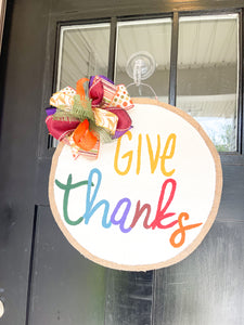 Give Thanks Door Hanger in Fall Colors
