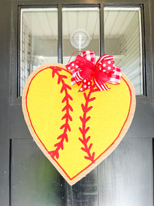 Softball Heart Door Hanger