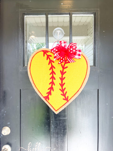 Softball Heart Door Hanger
