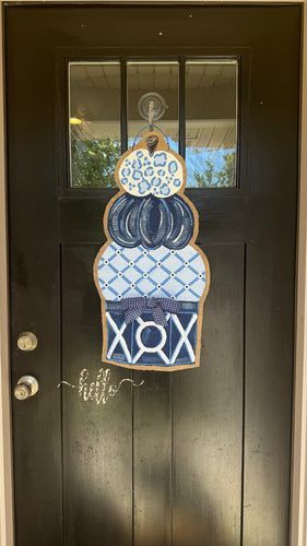 Door Hanger Pumpkin Topiary - Medium Chinoiserie