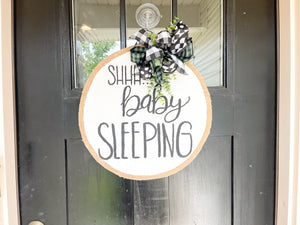 Farmhouse Door Hanger - Baby Sleeping