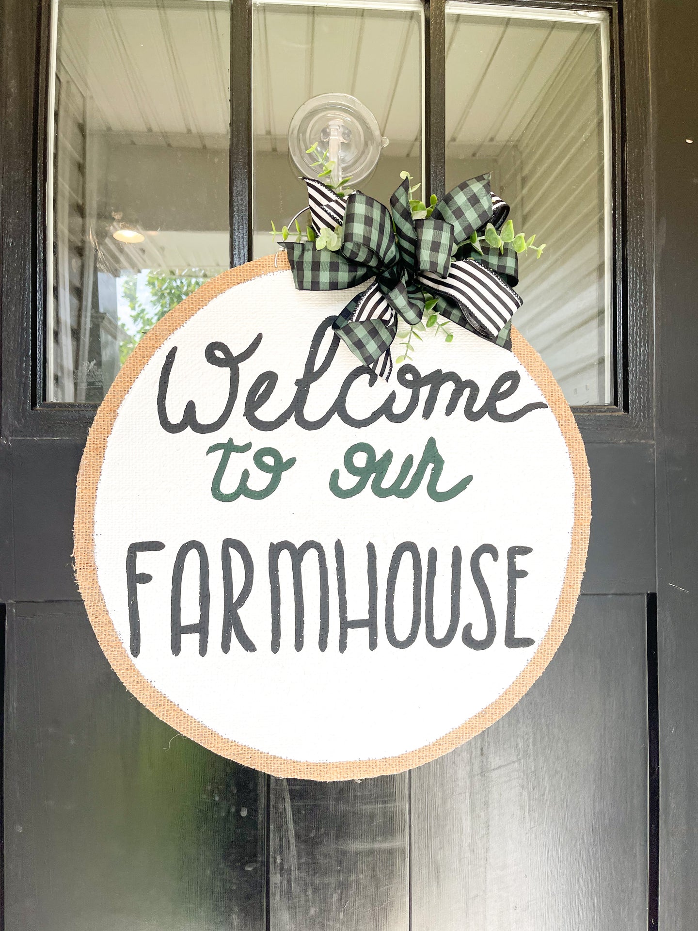 Welcome to our Farmhouse with Eucalyptus Circle Door Hanger