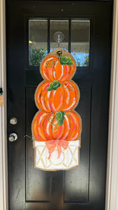 Door Hanger Pumpkin Topiary - Large Orange