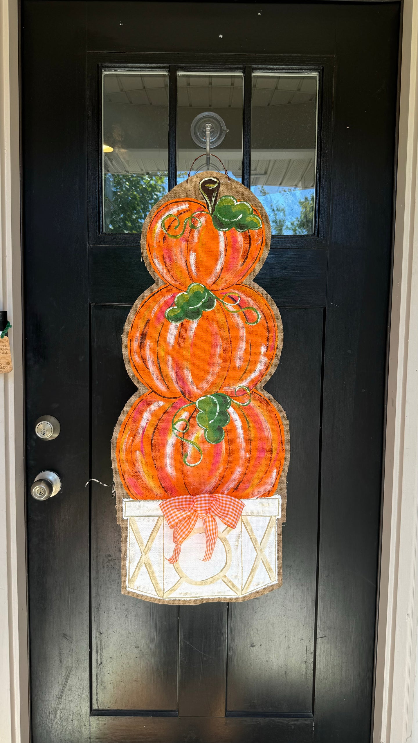 Door Hanger Pumpkin Topiary - Large Orange