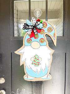 Christmas Cake Gnome Burlap Door Hanger