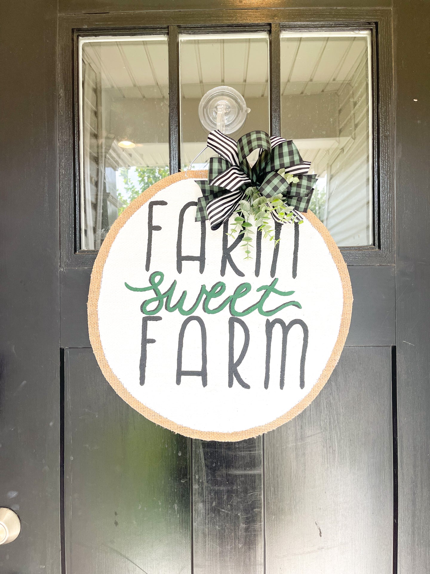 Farm Sweet Farm with Eucalyptus Circle Door Hanger