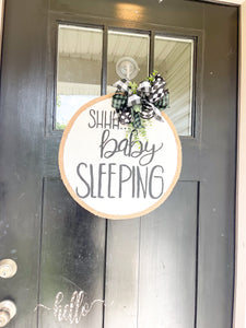 Farmhouse Door Hanger - Baby Sleeping