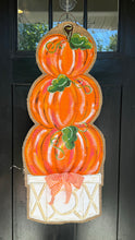 Load image into Gallery viewer, Door Hanger Pumpkin Topiary - Large Orange