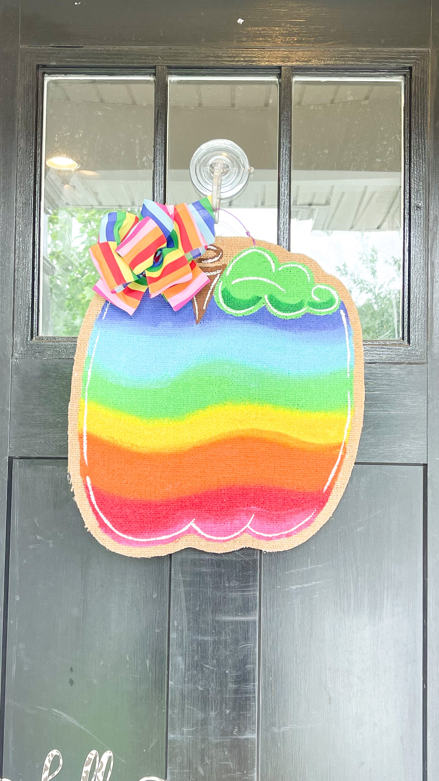 Burlap Pumpkin Door Hanger - Rainbow Pumpkin