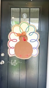 Large Thanksgiving Turkey Door Hanger in Fall Colors