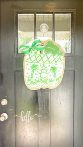 Pumpkin Door Hanger in Green Chinoiserie