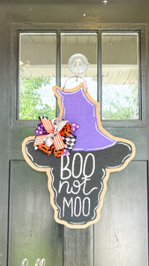 Boo not Moo Halloween Cow Head Door Hanger