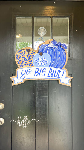 Burlap Pumpkin Trio Door Hanger - Go Big Blue