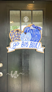 Burlap Pumpkin Trio Door Hanger - Go Big Blue