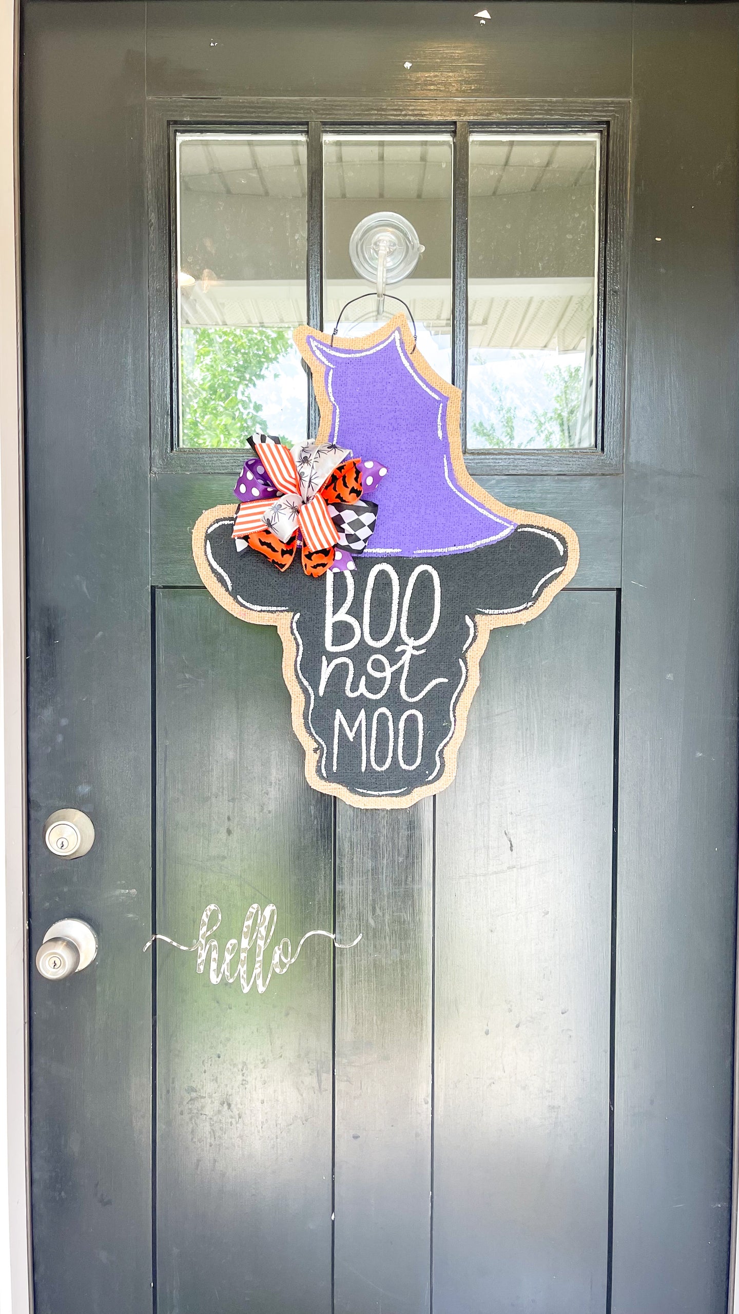 Boo not Moo Halloween Cow Head Door Hanger