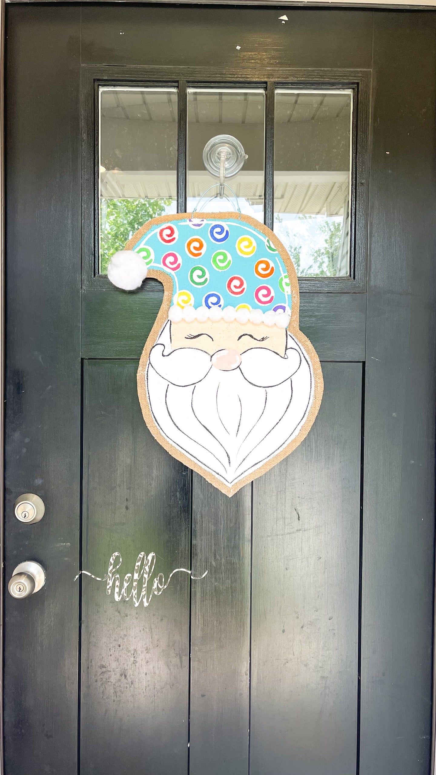 Merry & Bright Santa Burlap Door Hanger