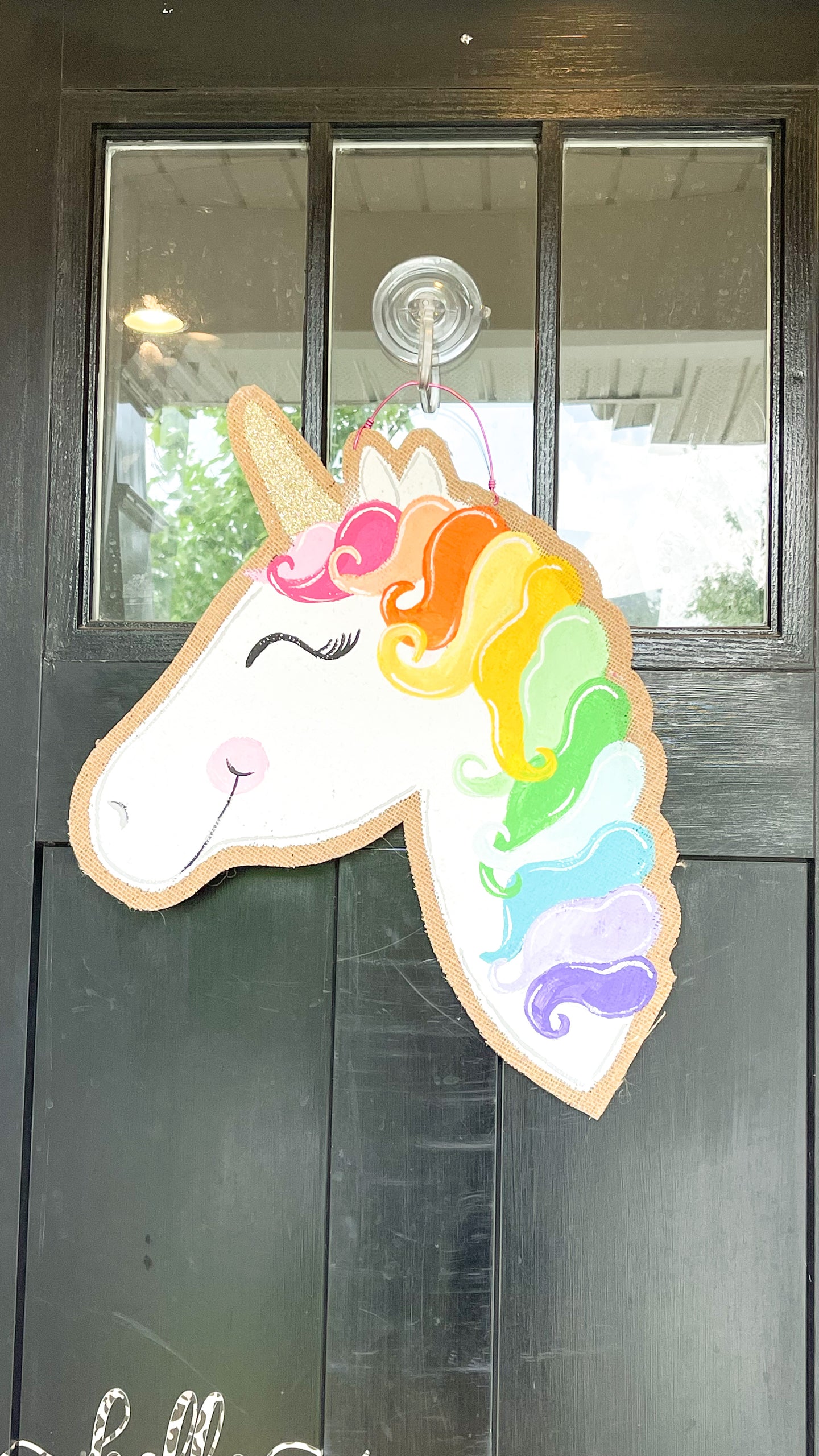 Rainbow Unicorn Door Hanger