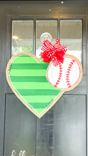 Heart Baseball Field Door Hanger