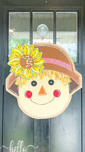 Fall Burlap Door Hanger - Large Scarecrow