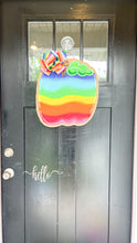 Load image into Gallery viewer, Burlap Pumpkin Door Hanger - Rainbow Pumpkin
