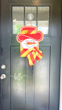 Load image into Gallery viewer, Small Jolly Snowgal in Red with Harvest Gold Plaid