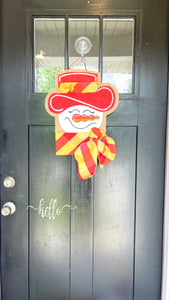 Small Jolly Snowgal in Red with Harvest Gold Plaid