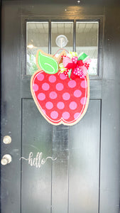 Back to School Apple Door Hanger Polka Dot