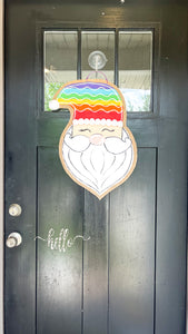Rainbow Santa Burlap Door Hanger