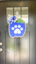 Load image into Gallery viewer, Burlap Pumpkin Door Hanger - Royal Blue Cat Paw