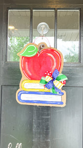 Back to School Apple Book Stack Door Hanger