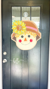 Fall Burlap Door Hanger - Large Scarecrow