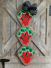 Load image into Gallery viewer, red and green watermelon slice door hanger with black bow