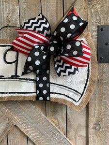 red and black graduation door hanger with 2019 and red and black bow