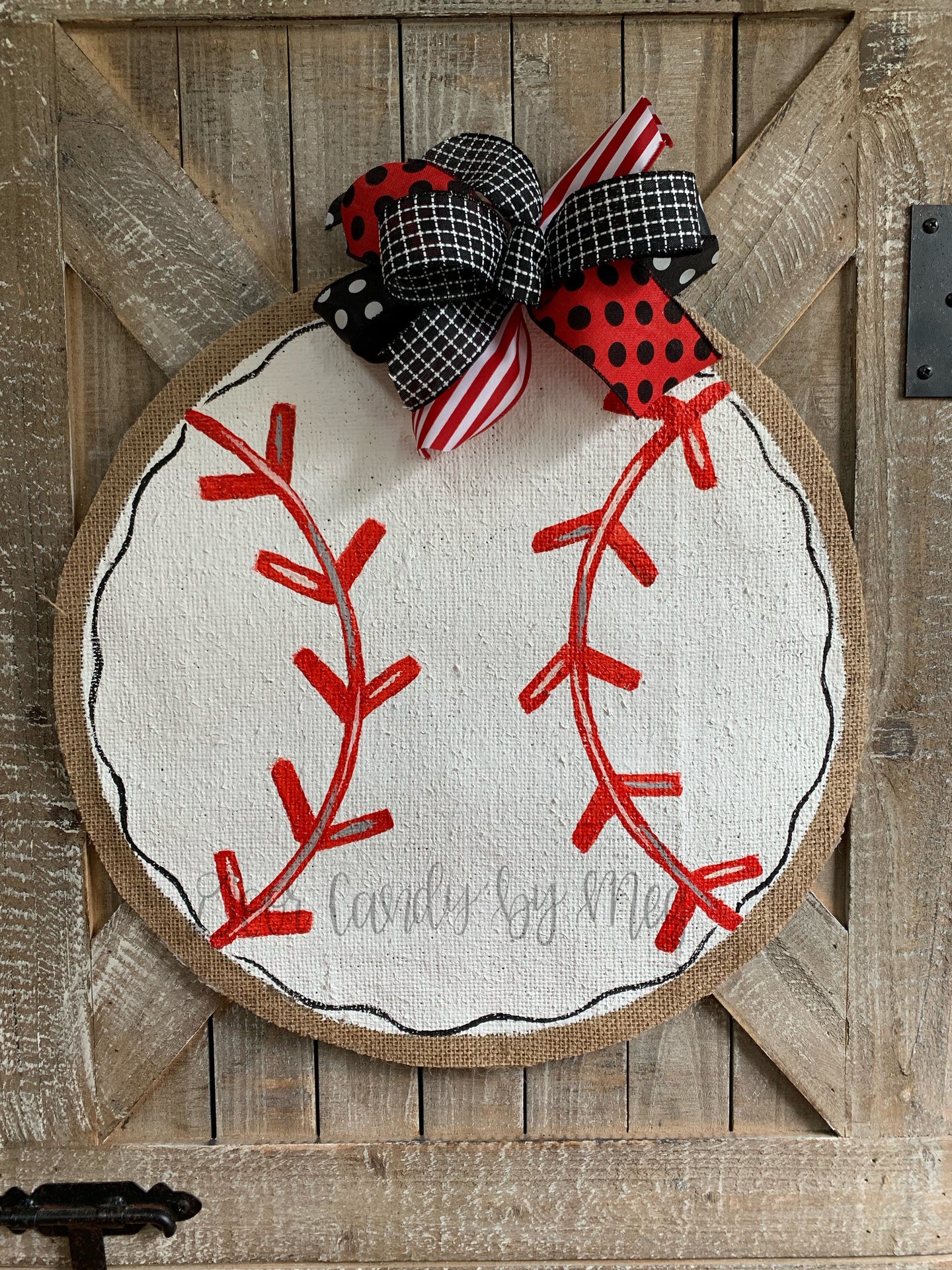 Burlap Baseball Door Hanger